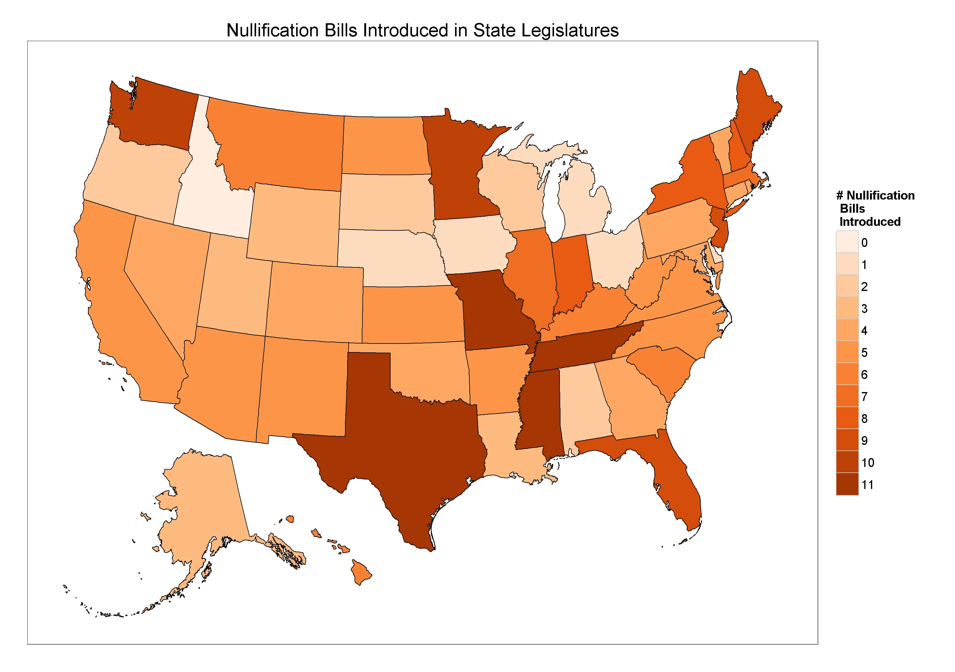 Nullification in the States, with Alaska and Hawaii